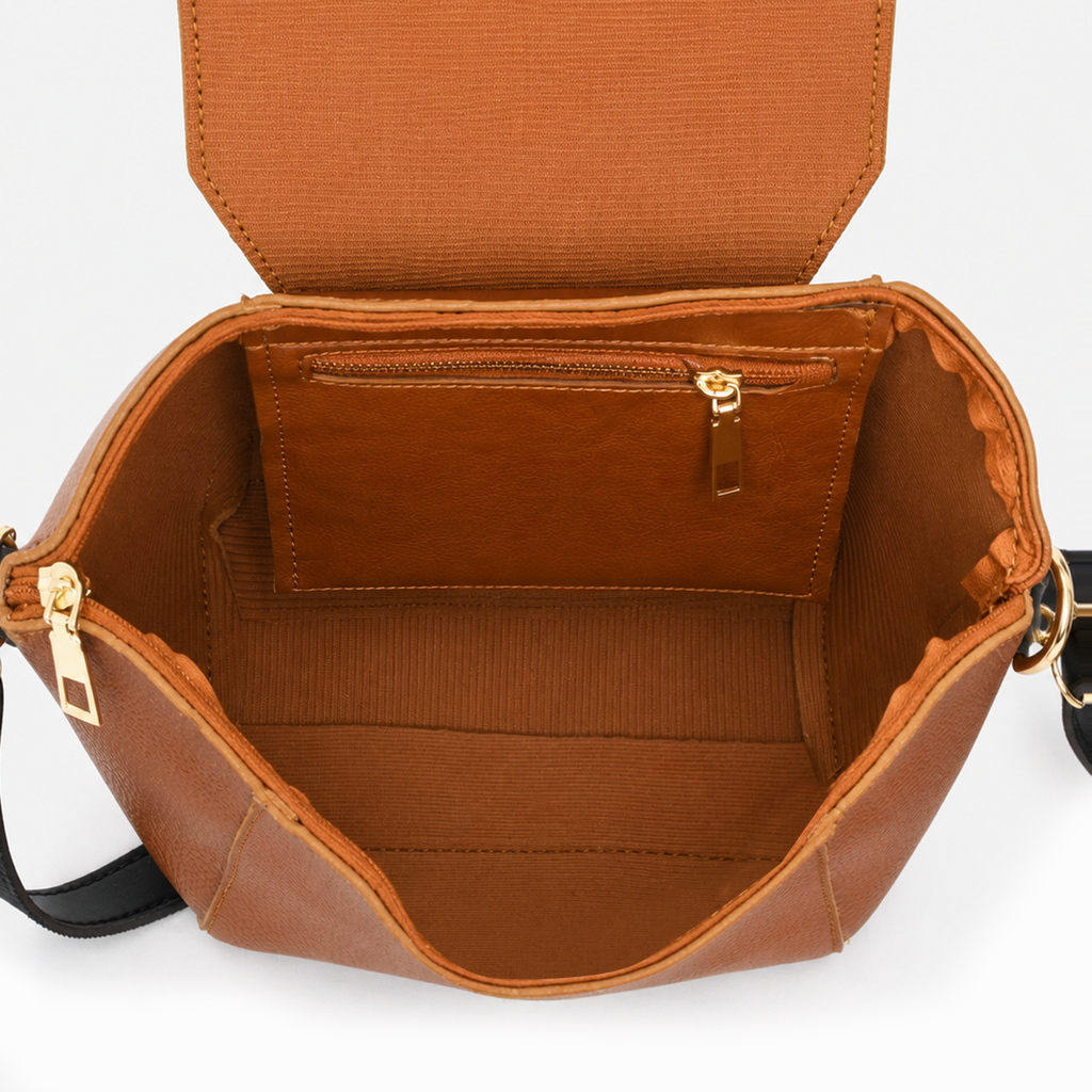Milan Flap Crossbody Bag - Graphite - Rust