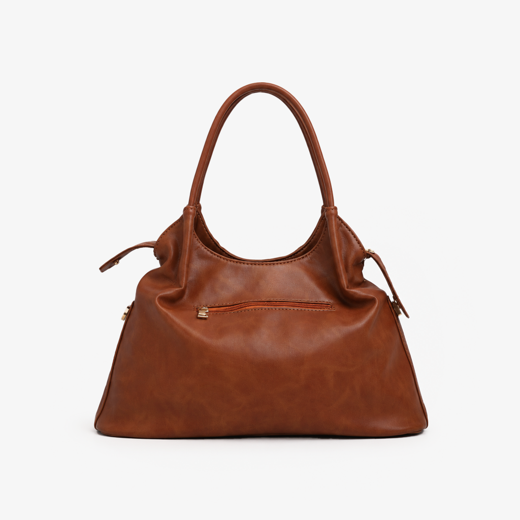 Brown Vintage Hobo Shoulder Bag back zip pocket FUR Pakistan