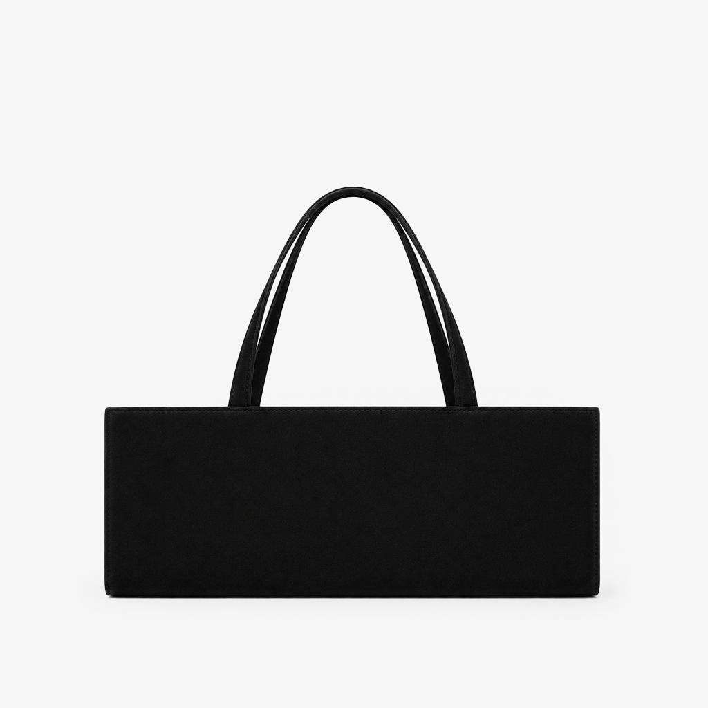 Black Velvet Suede Rectangle Box Bag