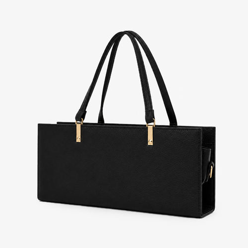 Black Grained PU Leather Rectangle Box Bag