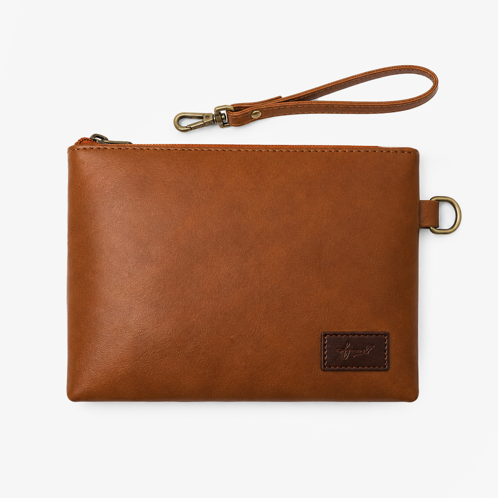 FUR Tan Cognac Wristlet Clutch Bag for Men Pakistan luxury premium