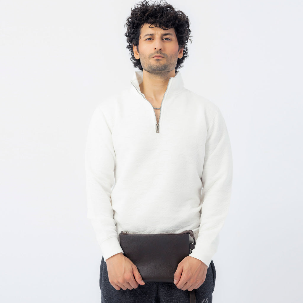Espresso Brown Genuine Leather Clutch Wristlet | 100% Pure Cow Leather | Silver Hardware | Unisex