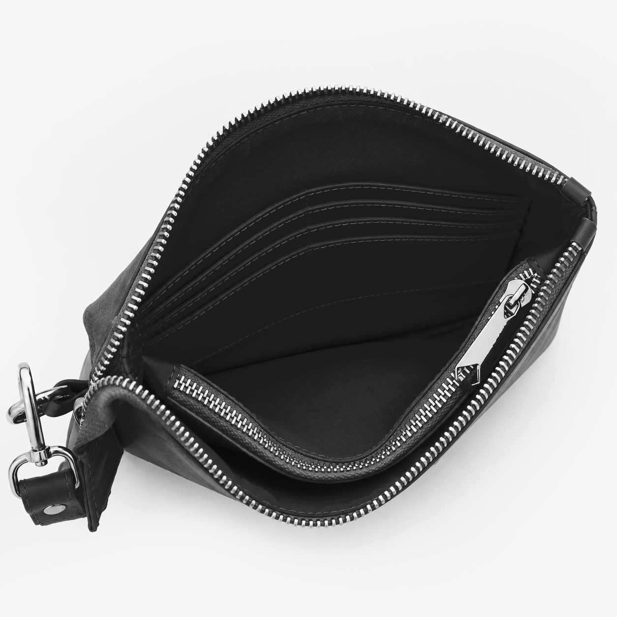 Black Genuine Leather Clutch Wristlet | 100% Pure Cow Leather | Silver Hardware | Unisex
