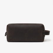 Espresso Brown Genuine Leather Dopp Kit | 100% Pure Cow Leather | Silver Hardware | Travel Toiletry Bag | Unisex