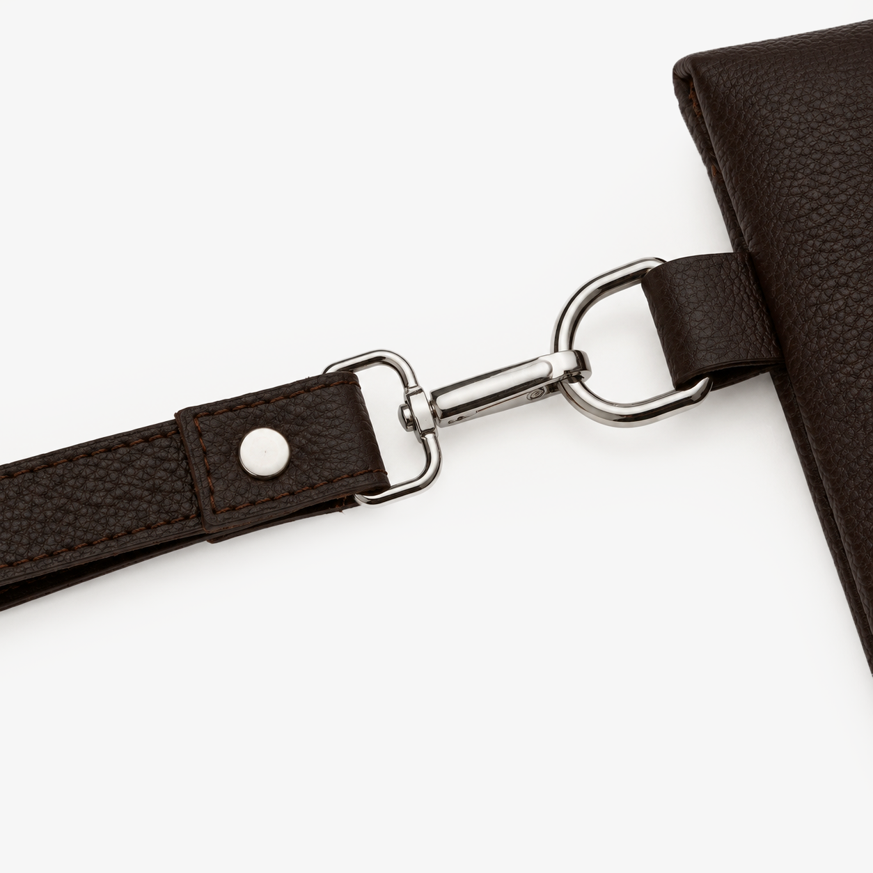 Espresso Brown Genuine Leather Clutch Wristlet | 100% Pure Cow Leather | Silver Hardware | Unisex