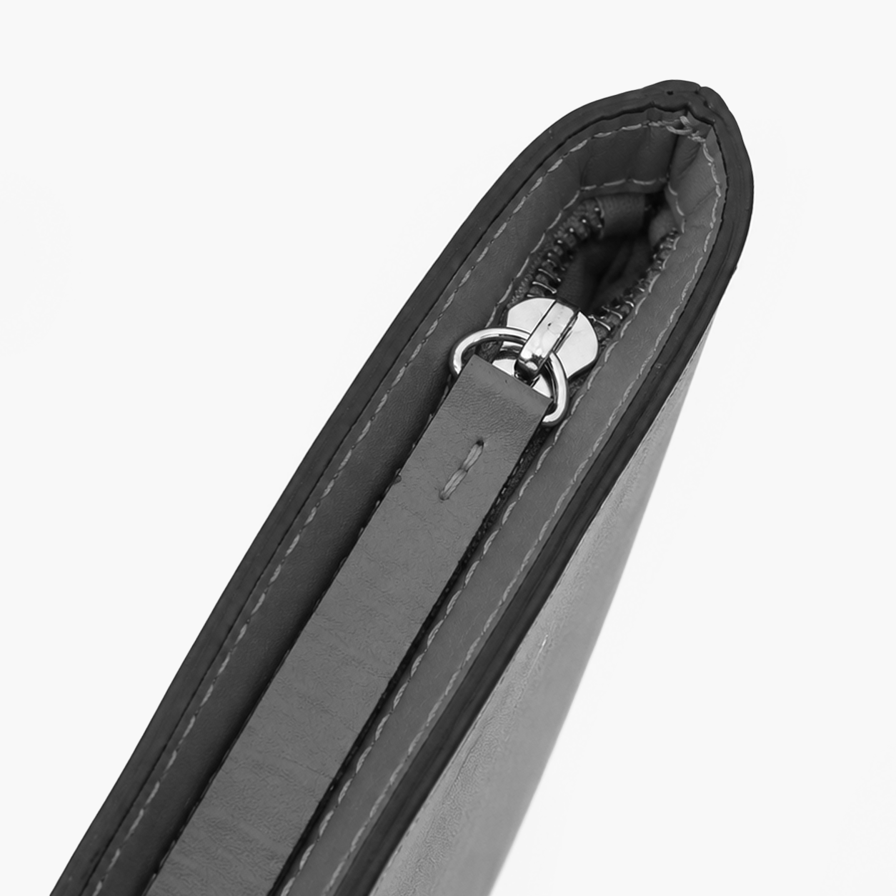 Black Genuine Leather Clutch Wristlet Pouch