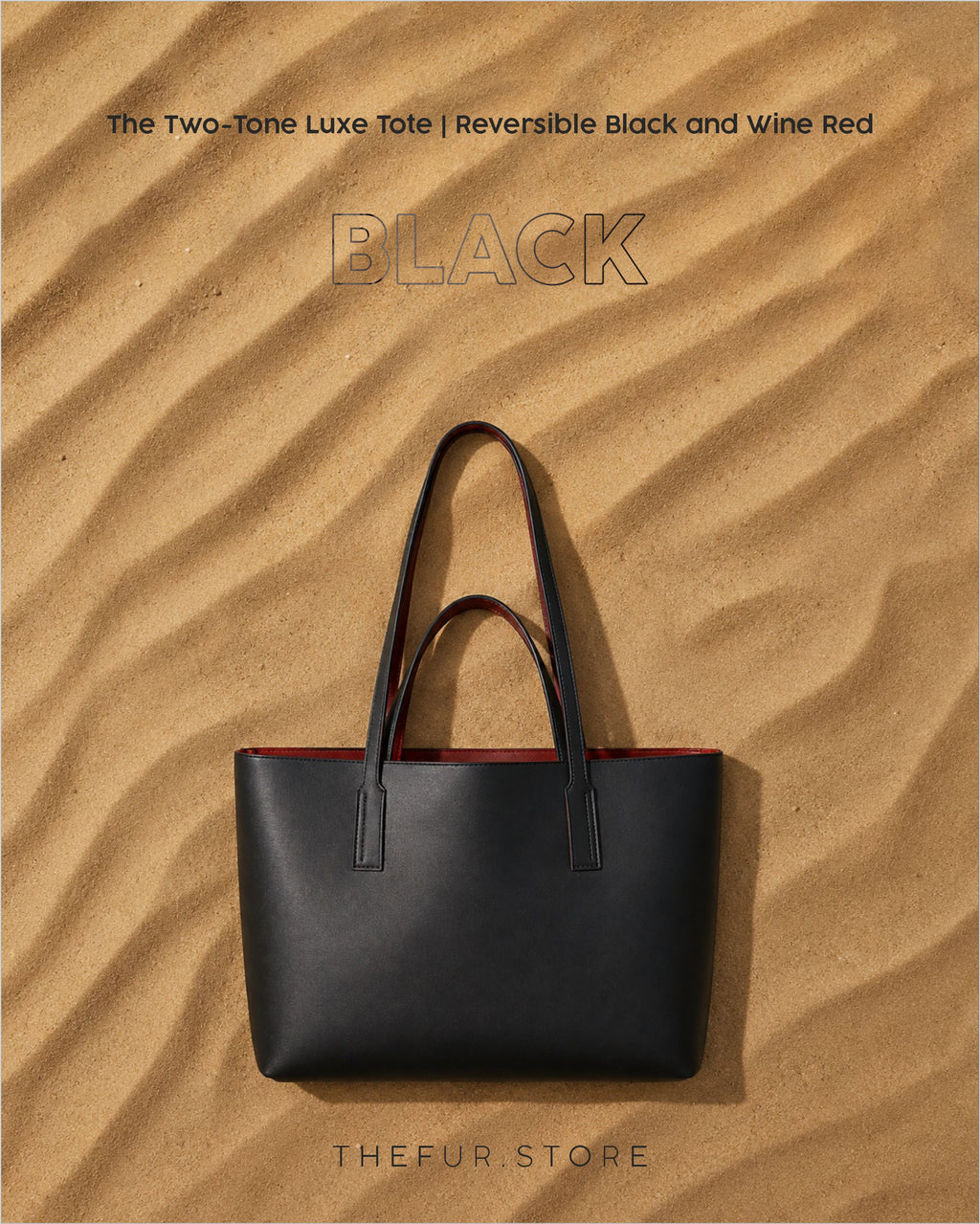 The Two-Tone Luxe Tote | Reversible Black & Wine Red